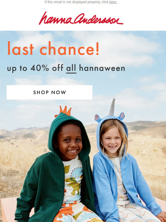 LAST CHANCE! Up To 40% Off All Hannaween 🎃
