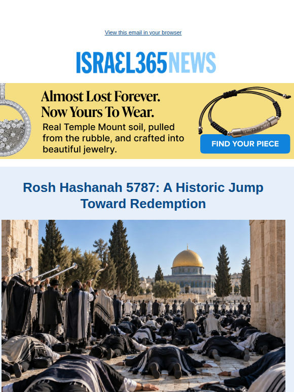 Rosh Hashanah 5787: A Historic Jump Toward Redemption and Today's Top Stories