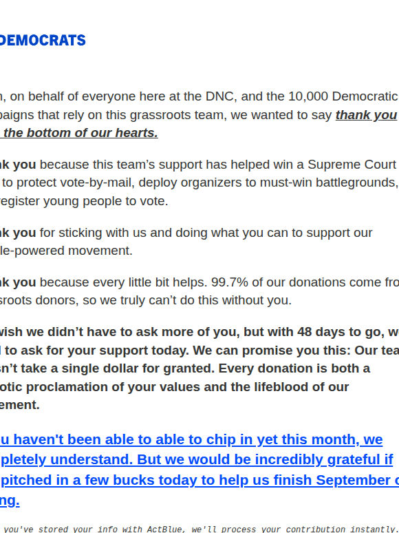 On behalf of everyone at the DNC