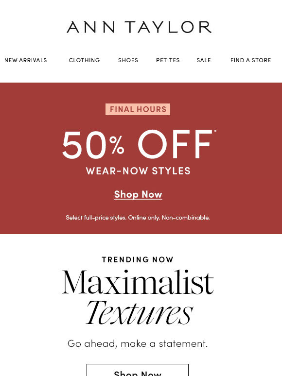 Only Hours Left To Shop 50% Off