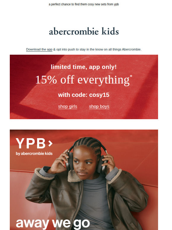 15% OFF everything* with code: cosy15 in the app