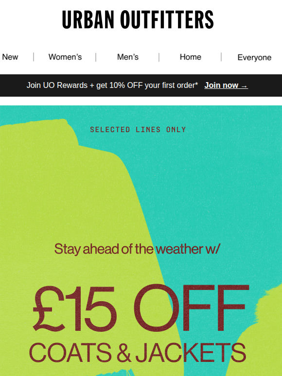 £15 OFF coats & jackets 📢