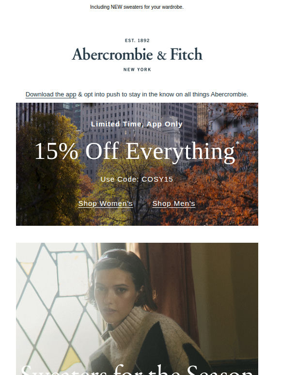 Use code: COSY15 for 15% off everything* in the app.