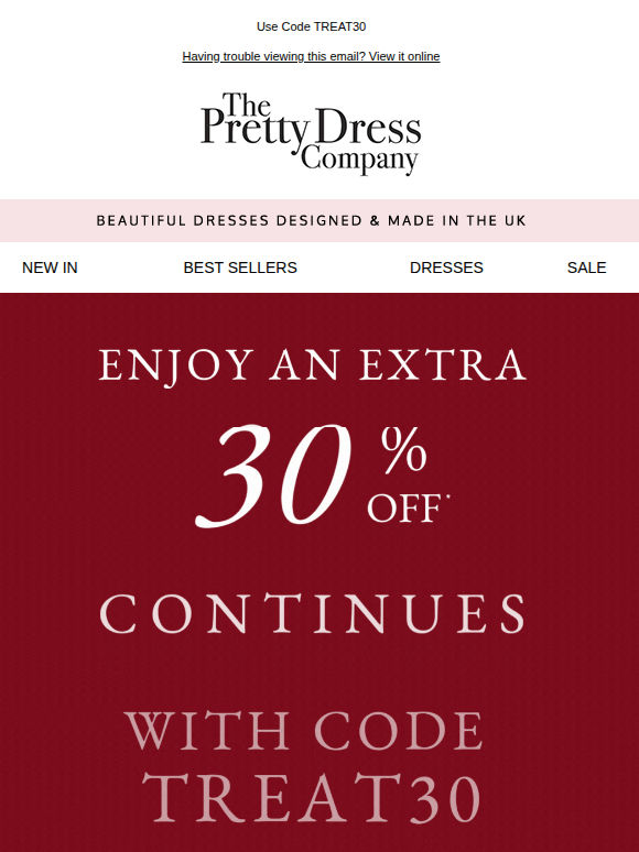 Enjoy an extra 30% Off this weekend including Sale 🩷