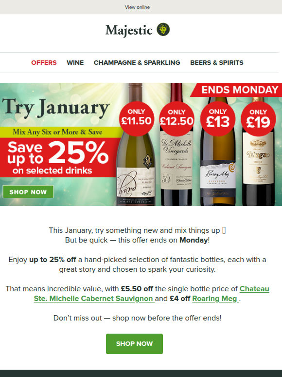 Last chance to save up to 25% – ends Monday 🍷