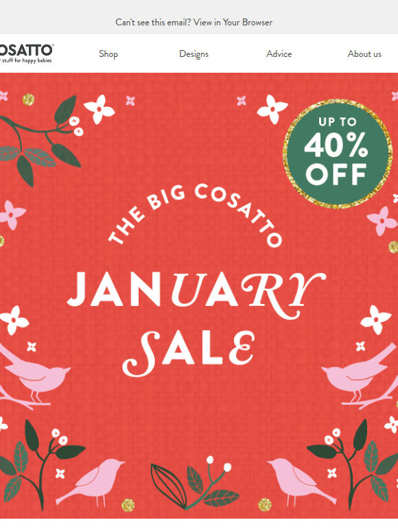 Still Jan Sale! Save up to 40% ❄️