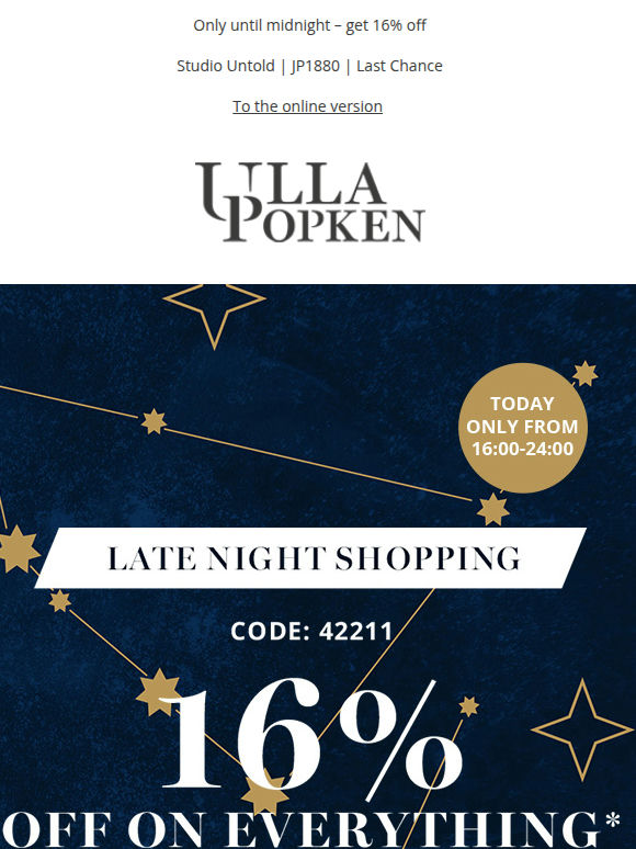 🎯 16% off during Late Night Shopping