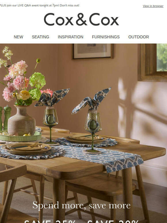 Spend more, save more! Save up to 25% this week!