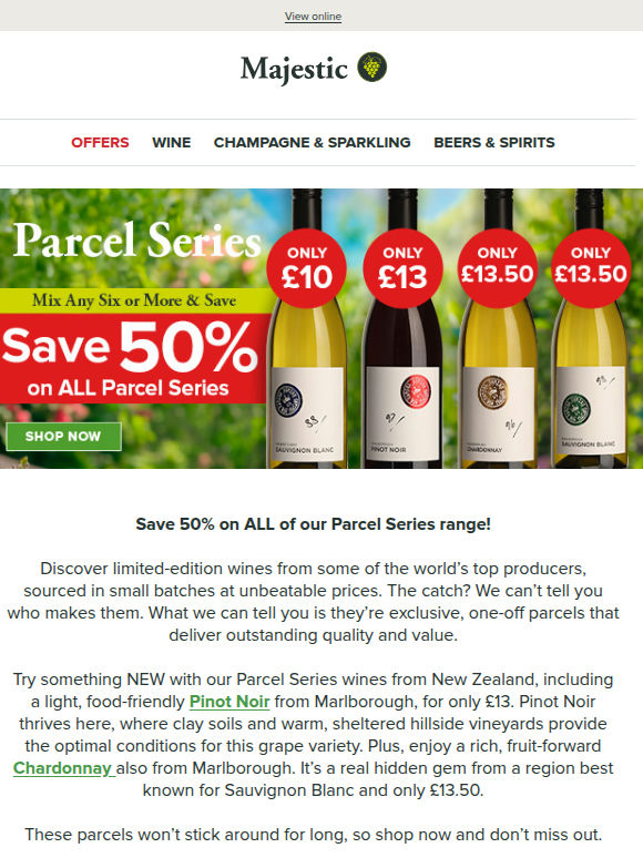 Save 50% on ALL Parcel Series