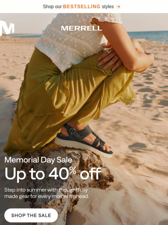 Enjoy up to 40% off sandals, sneakers & more