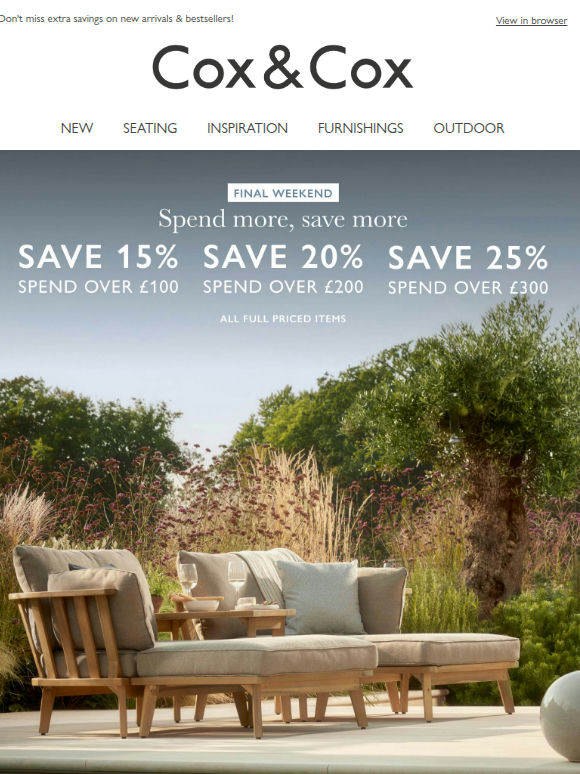 Spend & Save! Up to 25% OFF this weekend!