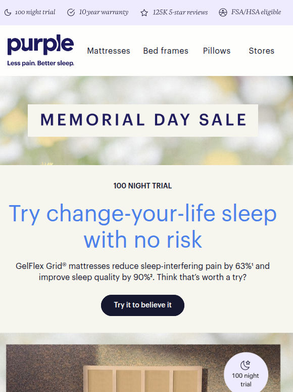 100 nights to decide. Better sleep, no risk.