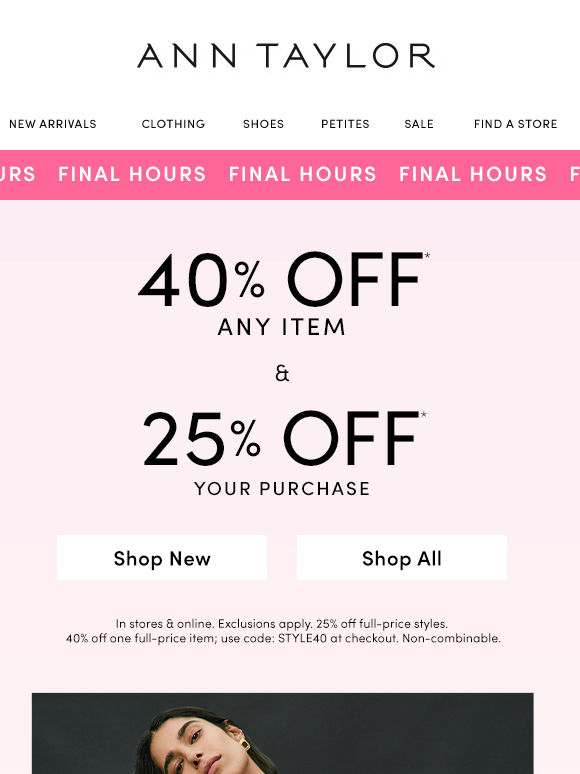 Last Call For 40% Off Any Item (& 25% Off Your Purchase)
