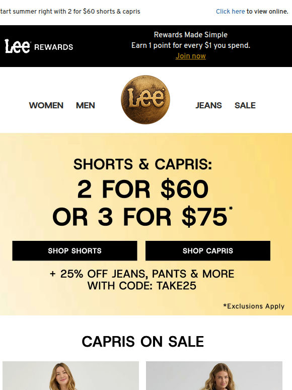 2 for $60 shorts & capris