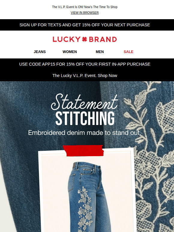 👖 Embroidered Denim + Up To 50% Off Starts Today!