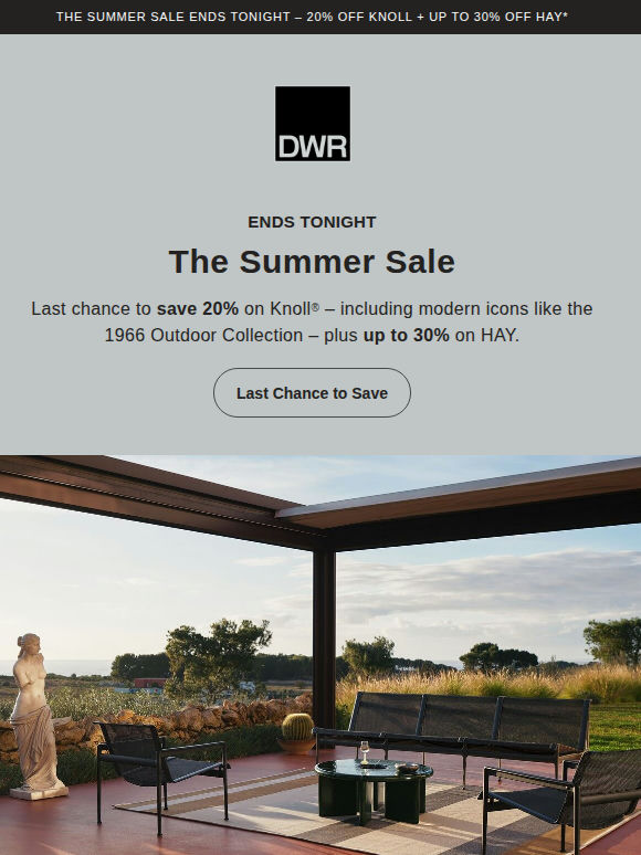 Final day: save 20% on Knoll + up to 30% on HAY