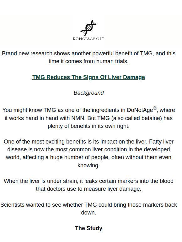 Study: TMG Improves Liver Health In Humans