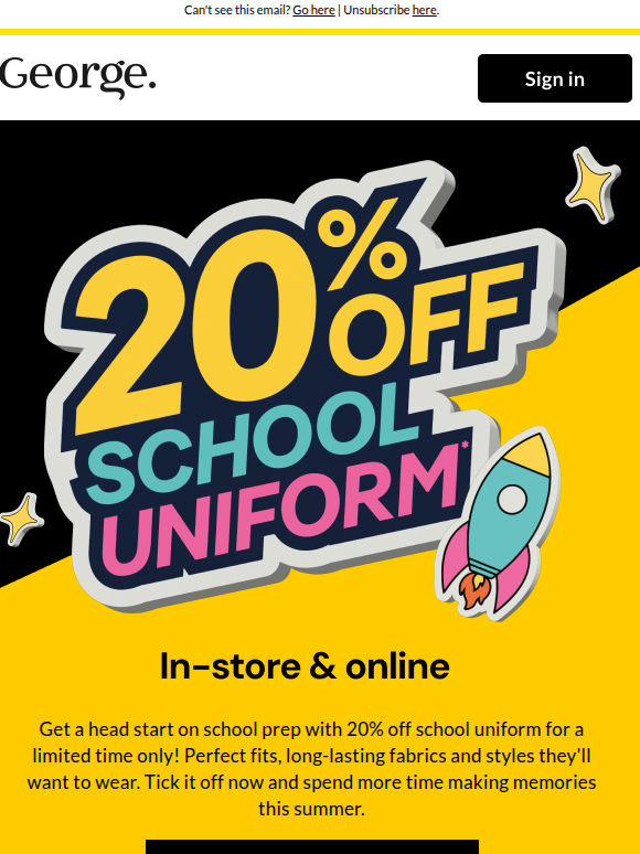 Save 20% on School Uniform! 🚀