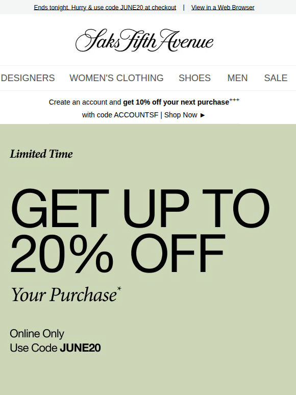 Last chance for up to 20% off