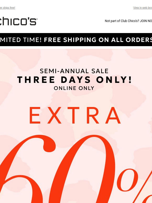 This never happens: EXTRA 60% OFF ALL SALE