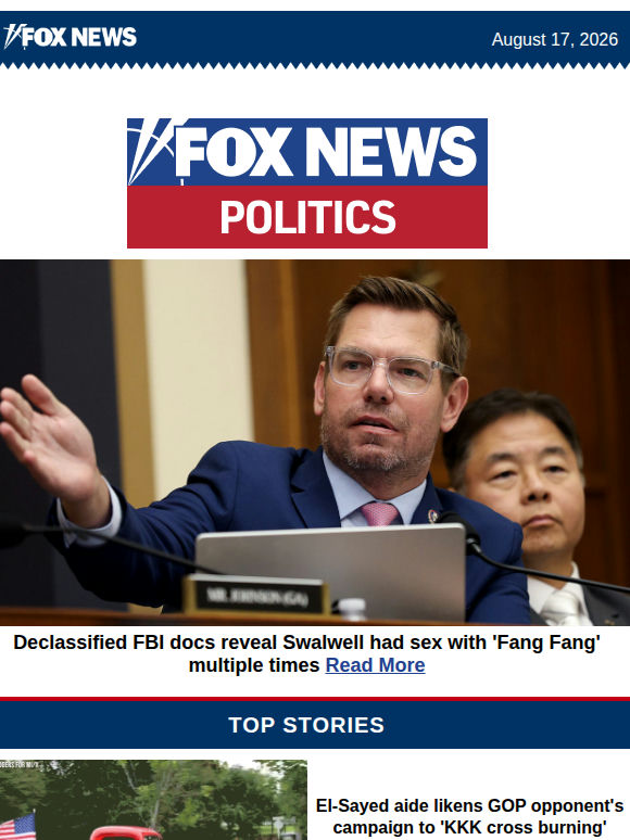 Declassified FBI docs reveal Swalwell had sex with 'Fang Fang' multiple times
