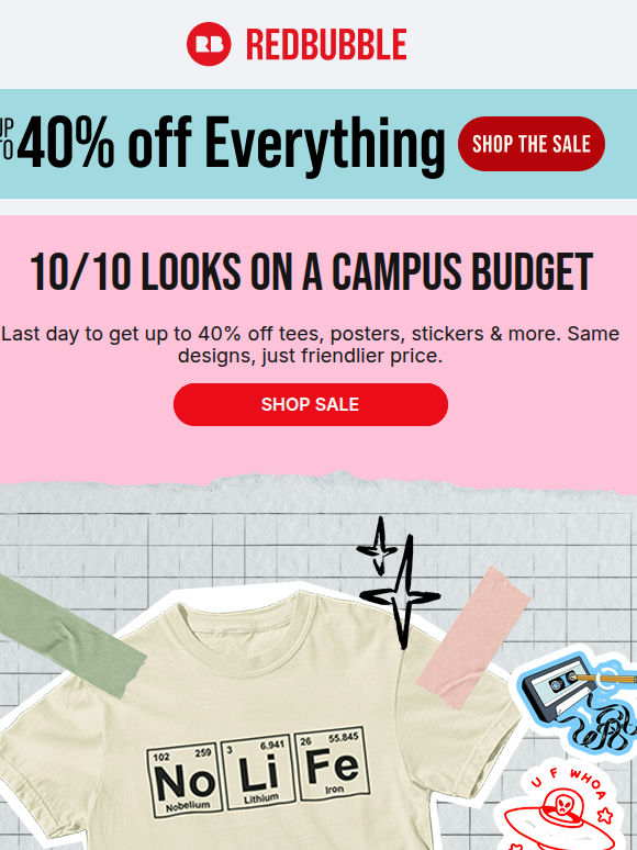 Ends Tonight 🔈 Up to 40% off School Merch & Accessories