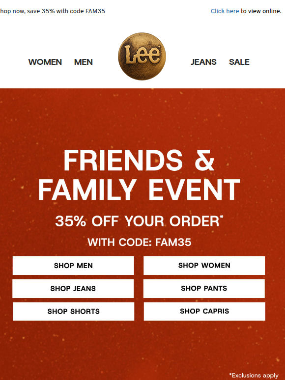 35% Off Friends & Family Sale