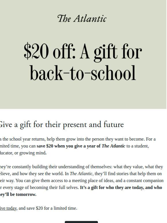 $20 off: A gift for back-to-school
