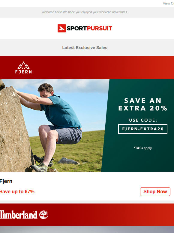 Up to 78% Off: Fjern | Timberland Apparel | Lacoste | Odlo | Ocean Sunglasses
