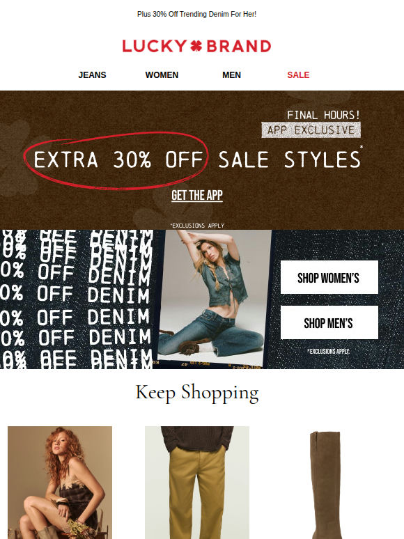HOURS LEFT! Extra 30% Off Sale Styles In App Only