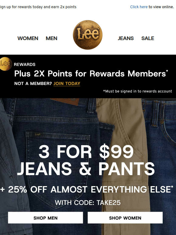 Complete Your fall look + 3/$99 on jeans & pants.