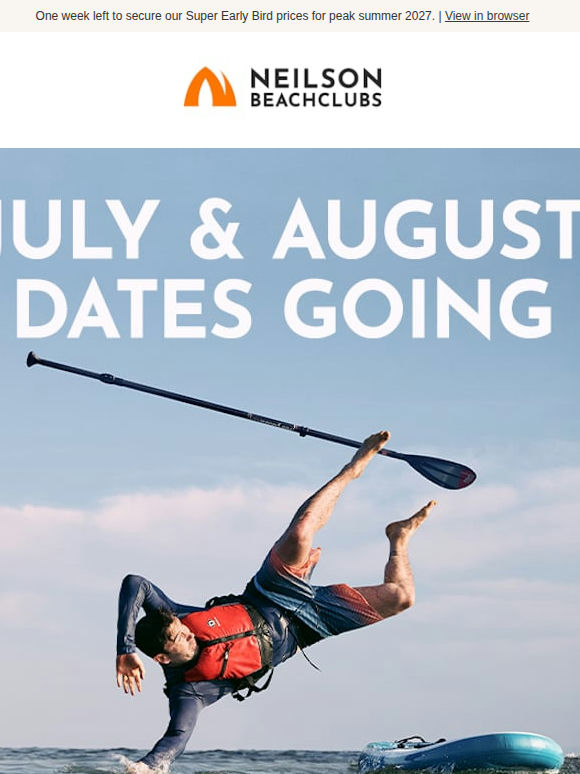 Peak summer. Best prices. One week left.