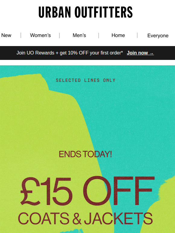 £15 OFF outerwear ends today⏰