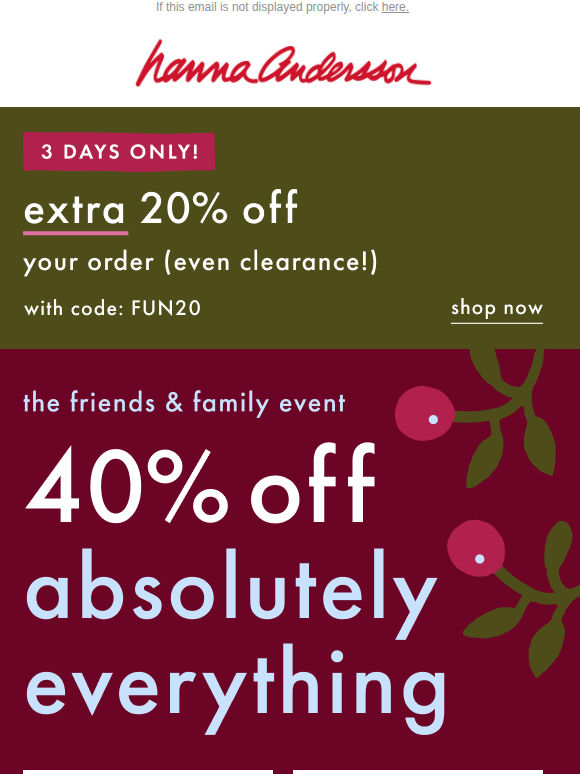 Surprise 🎉 EXTRA 20% Off + 40% Off Everything