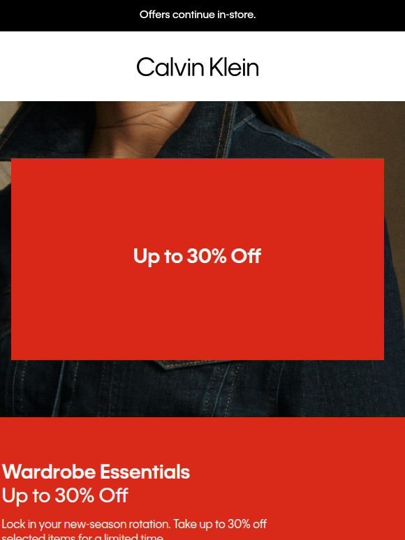 Wardrobe Essentials: Up to 30% Off