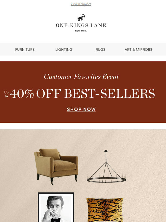 Visual Comfort Studio, Bernhardt Furniture & Tulsi Home — Up to 40% Off