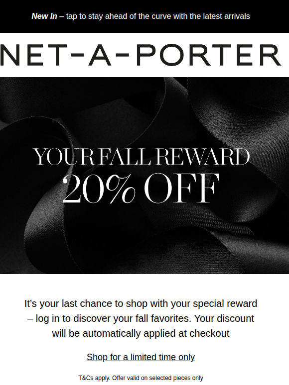 Last chance to shop with 20% off