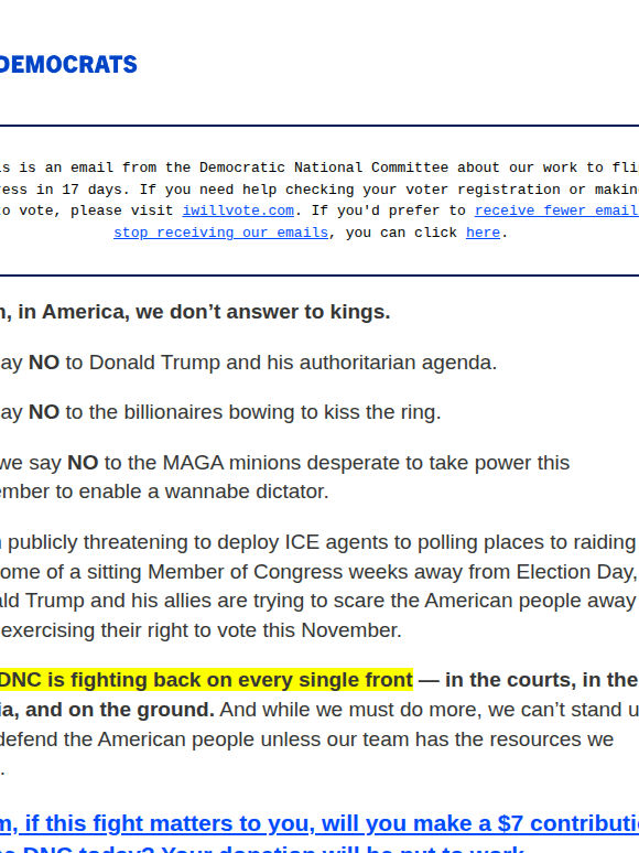 No kings in America