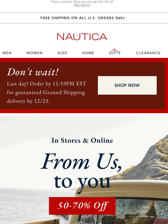 ENDS TODAY! Last chance for Ground Shipping on gifts