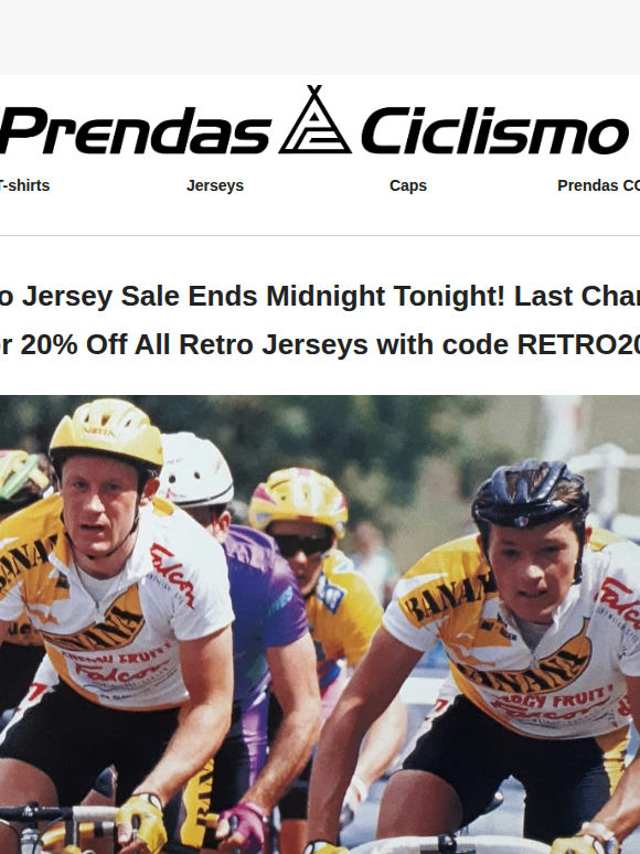 Retro Jersey Sale Ends TONIGHT! 20% Off All Retro Jerseys with code RETRO20! ⏳