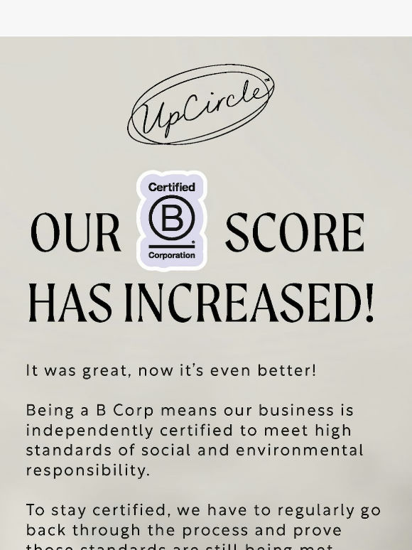 UpCircler, our B Corp score improved!