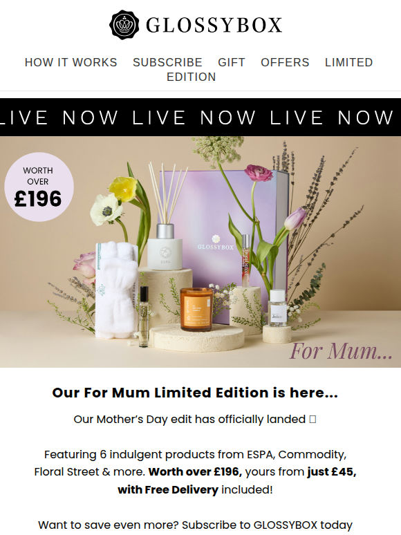 NOW LIVE: For Mum (Worth Over £196)
