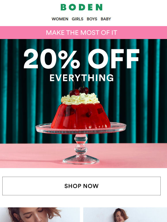 20% off EVERYTHING (styles are selling fast)