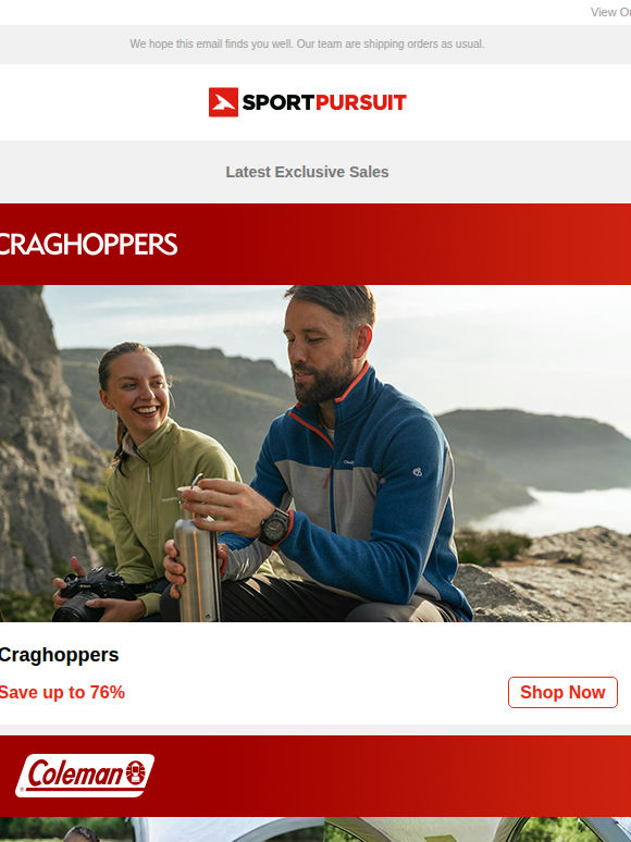 Craghoppers | Coleman | Vulpine - Price Drop | On Running - New Products | Trending Golf | Up to 76% Off!