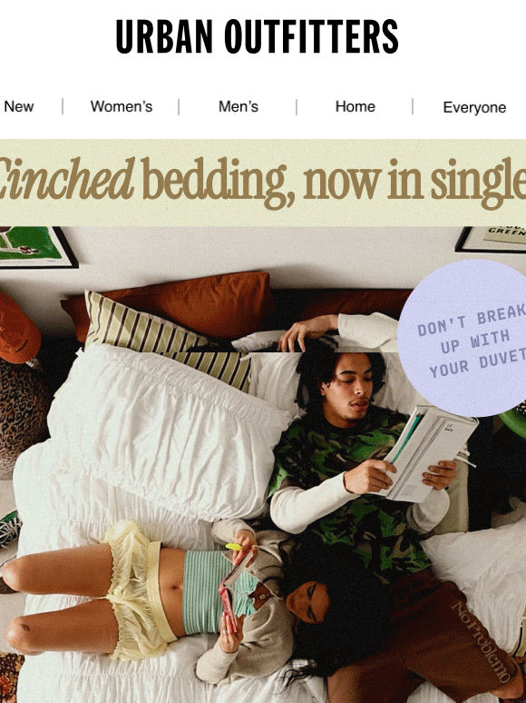 Single? Our cinched bedding now is