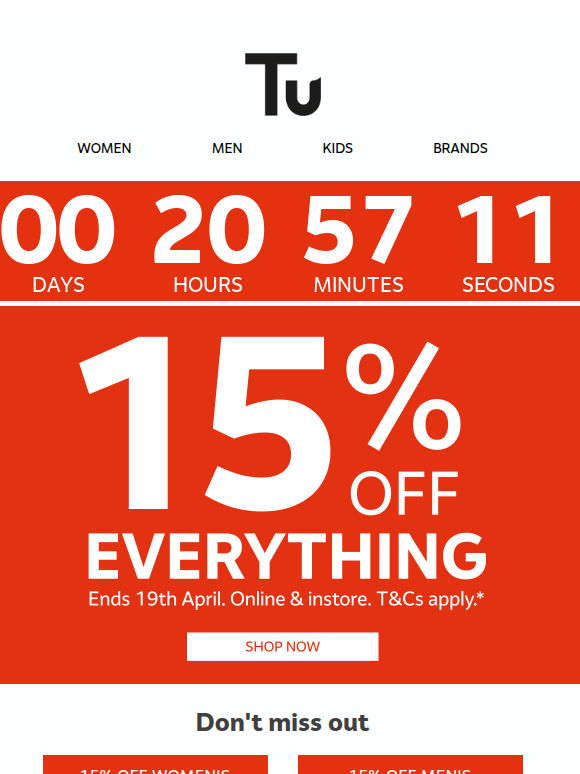 15% off everything ends tomorrow