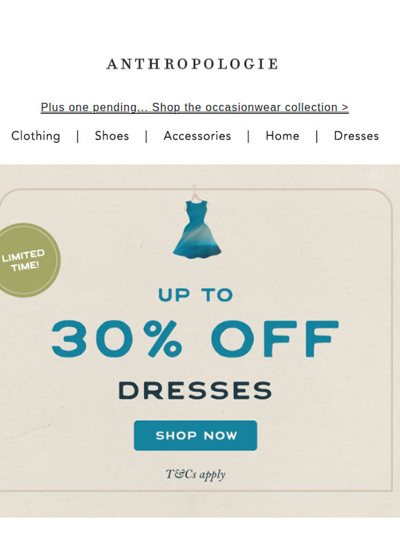 Up to 30% off dresses