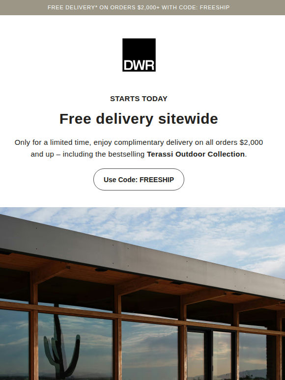 Starts today: Free delivery on orders $2,000+
