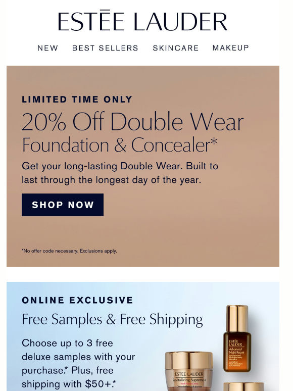 Soak It Up ☀️ 20% Off Double Wear Foundation & Concealer