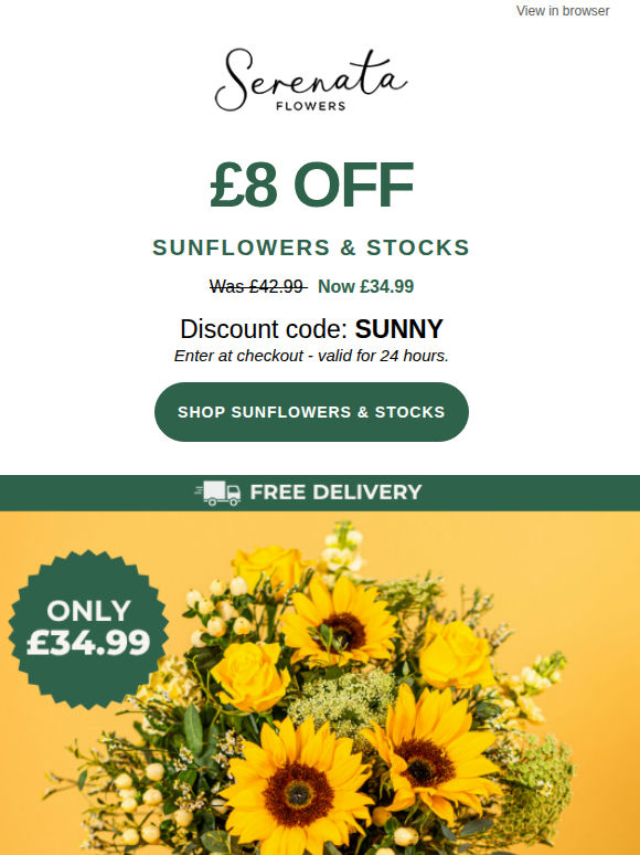 ⚡24h Flash Sale - Sunflowers & Stocks🌻